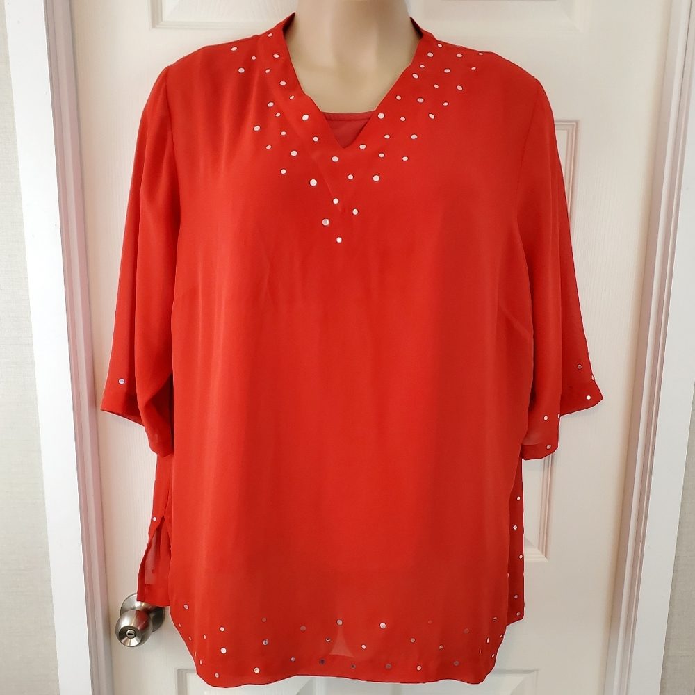 Air Dreams 2-Pc Semi-Sheer Blouse & Tank